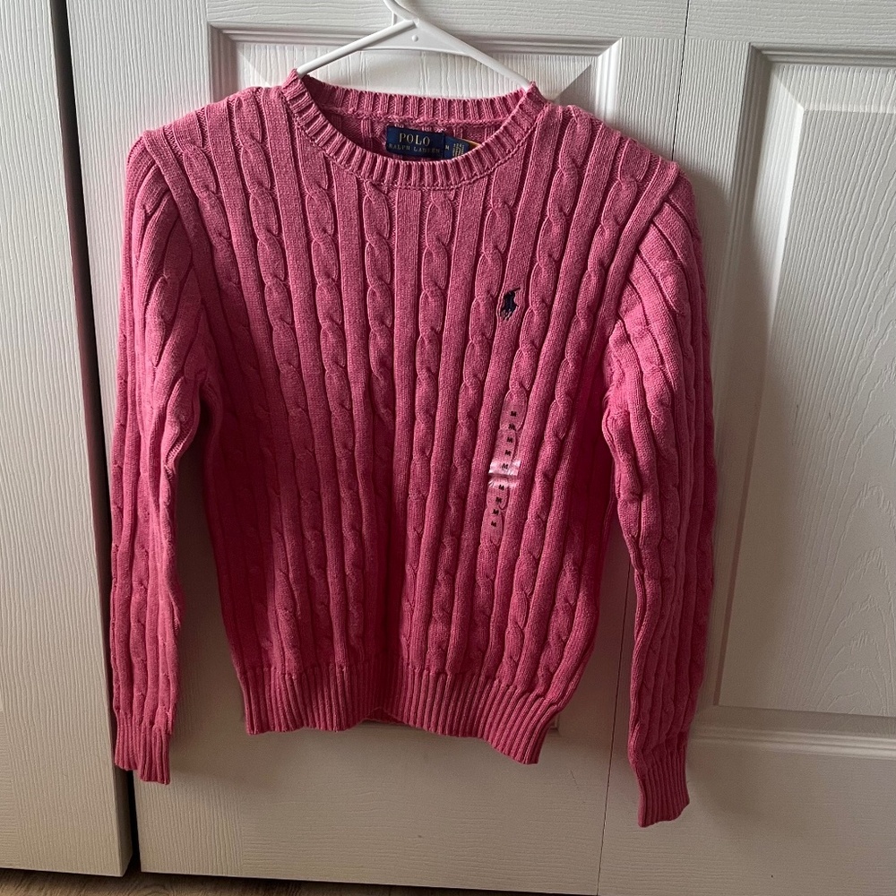 NEW Pink Polo Ralph Lauren Women’s Cable-Knit Sweater – Pink – Size M